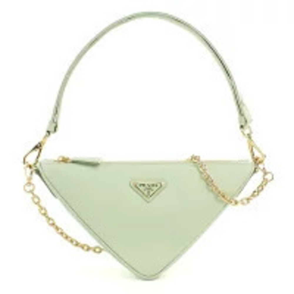 Prada Shoulder Bag Triangle Leather Green Crossbody